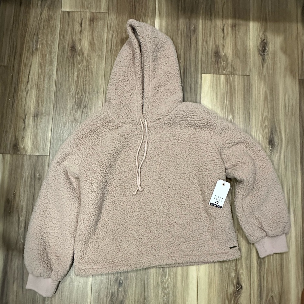 Billabong Still Cozy Sherpa Hoodie light pink NWT L